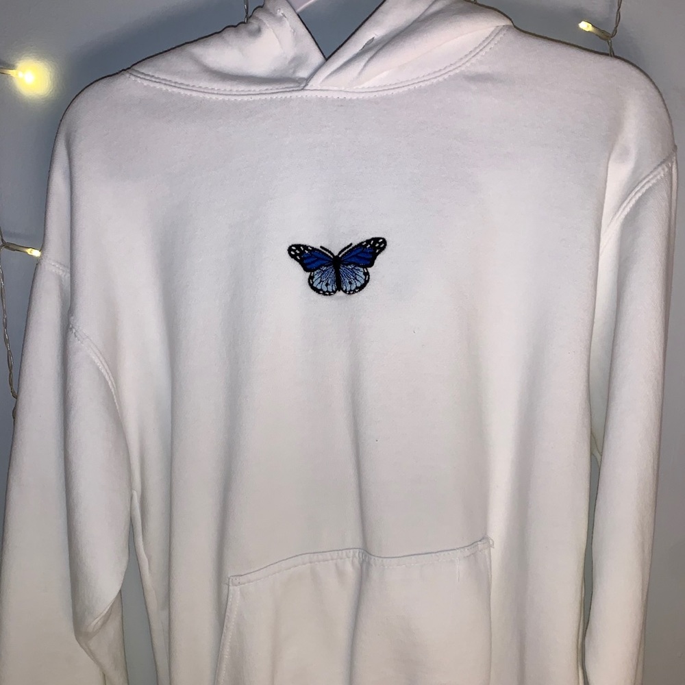 Brandy Melville white butterfly hoodie